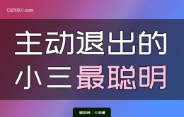 主动退出的小三最聪明-卡羽通精品短文